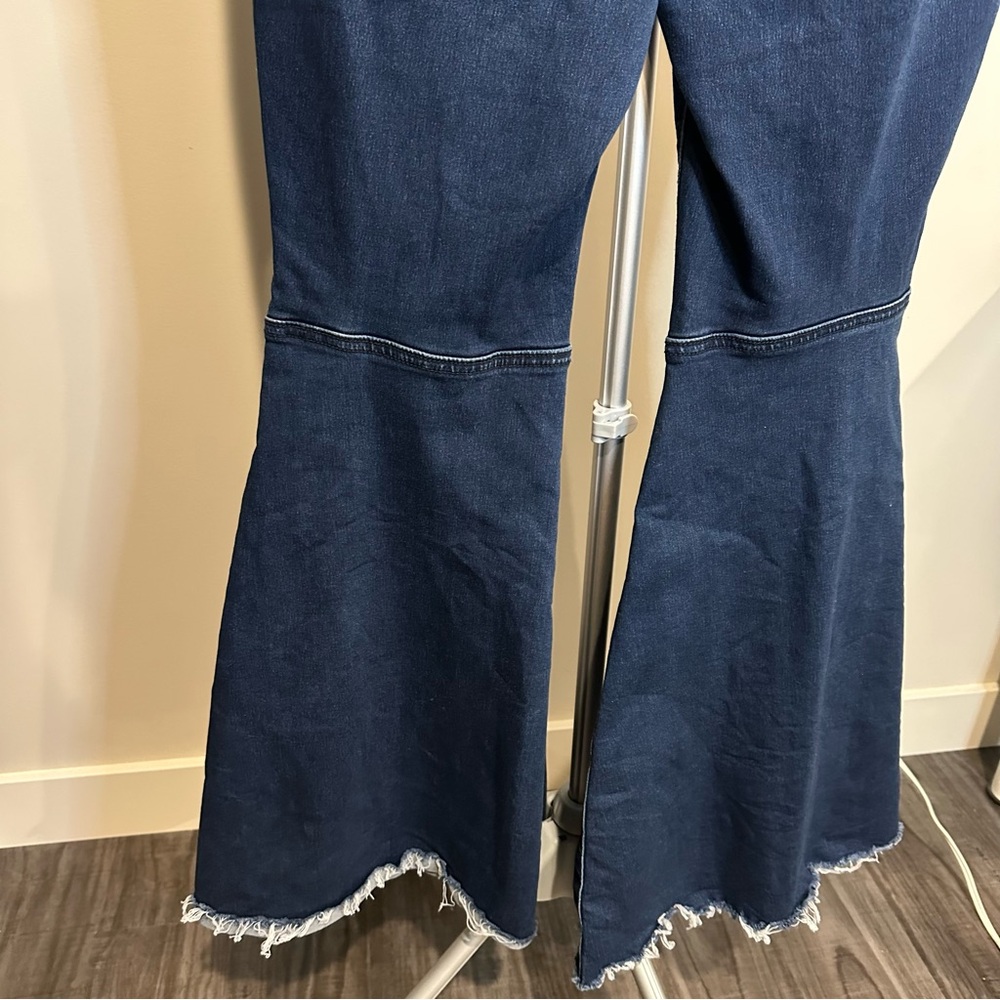 Dark Blue Flare Women's Jeans - Classic High-Waist - Picture 4 of 11